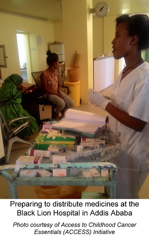 Preparing to distribute medicines at the Black Lion Hospital in Addis Ababa